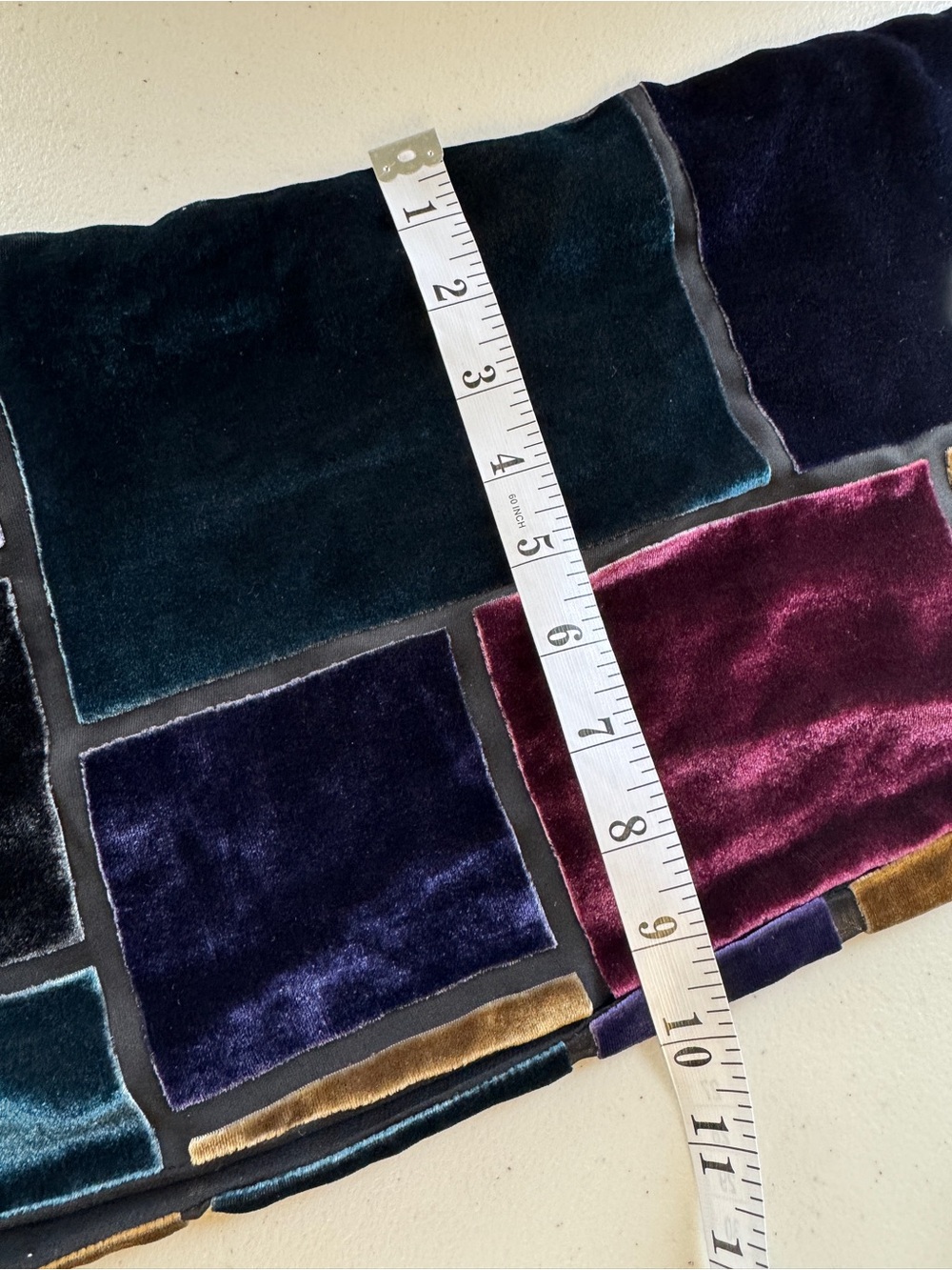 Vintage Chico's Velvet Patchwork Scarf Multicolor Burnout Wrap Boho Lagenlook - Picture 9 of 11